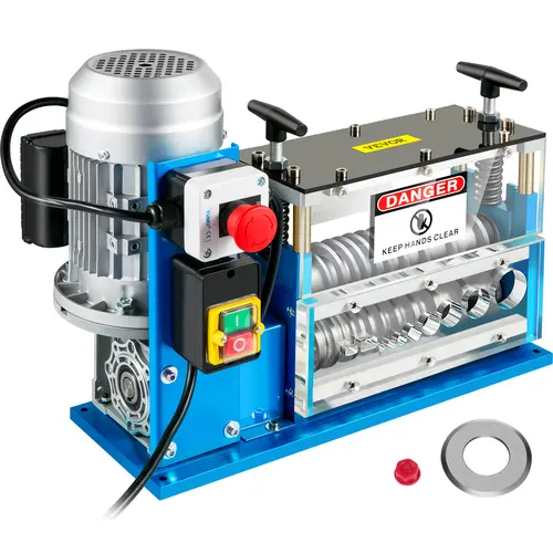 VEVOR 370W Automatic Wire Stripping Machine (10 Channels 0.06''-1.5''), 75 ft/min Speed, 10 Blades, Emergency Stop, Aluminum Alloy Acrylic Control Plate, Scrap Handling Construction Work Tool for Copper Recycling, Construction Tools