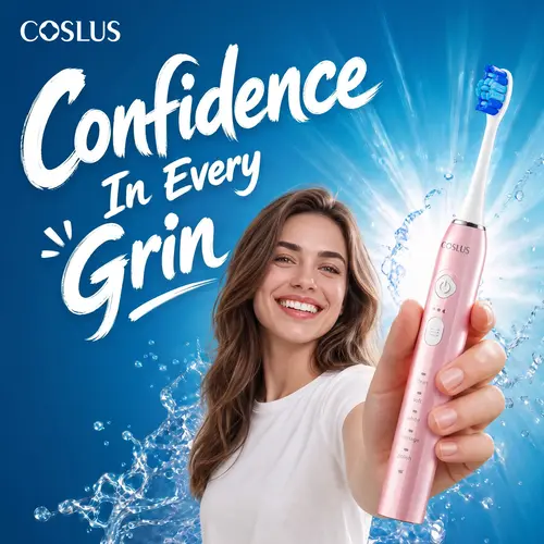 COSLUS C30 Sonic Electric Toothbrush for Adults, Rechargeable Toothbrush with 5 Brushing Modes, 4 Brush Heads, 2 Types, IPX7 Waterproof, Soft Bristles for Daily Oral Care