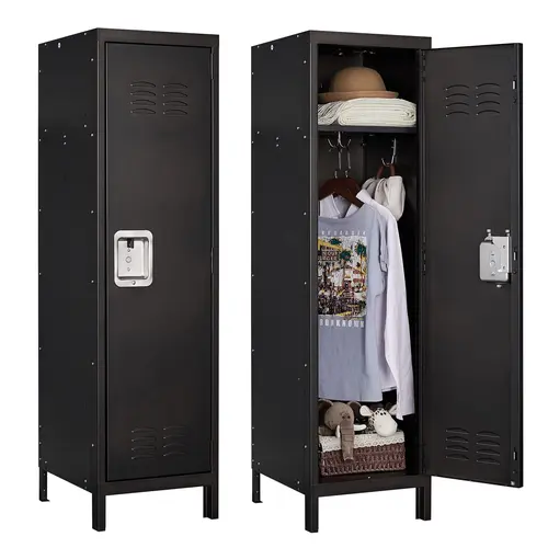 Letaya 55" Tall Corrosion-Resistant Rust-Resist Steel 1-Door Metal Locker with Lock - Cabinet Lock Wardrobe, Clothing Storage Cabinet for Home, Office (Floor Mount Compatible)