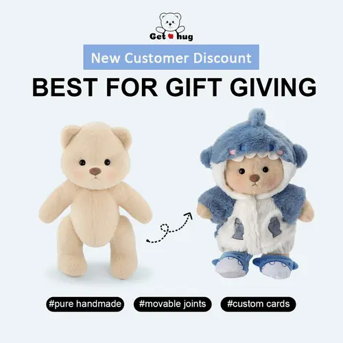 GETAHUG Handmade Moveable Jointed Animal Stuffed Toy - Durable Soft Fluffy, Hug-Ready Fur, Changeable Poses, Soft Cuddly Gift for Collectors
