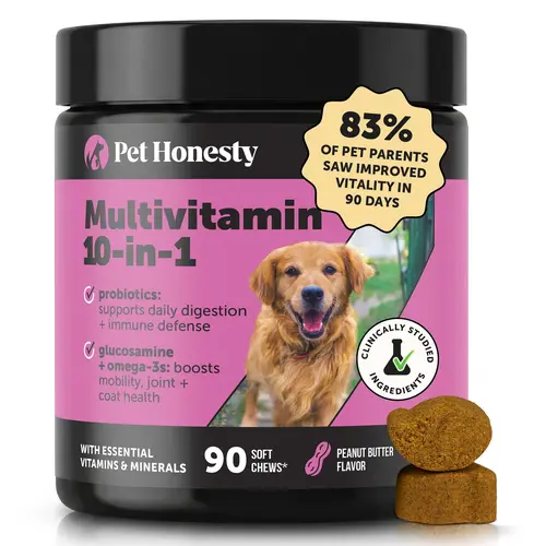 Pet Honesty 10-1 Daily Multivitamins for Dogs, Peanut Butter Flavor