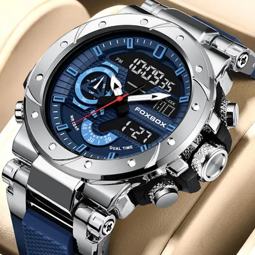 Men's Sportive Digital Analog Quartz Watch, Calendrier Digital Watch, Trendy Watch for Daily Use As Gift with Box