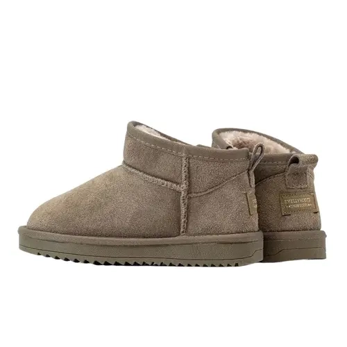 EVELLYHOOTD Kids' Classic Round Toe Mini Ankle Snow Boots - Faux Leather, Shagreen, Flex-Light Sole, Flat Heel (1 cm or Less), Winter Warm, Comfy, 6-7 Years Christmas List Shoes (Size Up Recommended for Wide Feet)