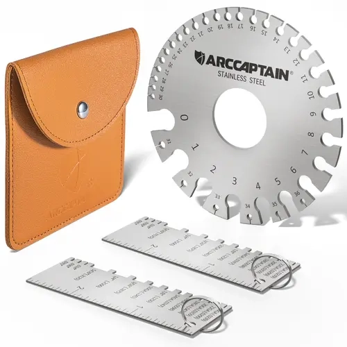 ARCCAPTAIN Anti-Rust Stainless Steel Test Gauge Set, Portable Hardware Thickness Measuring Tool with Dual-Sided Round Scale for Welding Metal Sheets, Industrial & Scientific Gift for Men toolupgrade