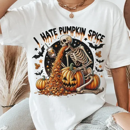 Just a Girl who Loves Pumpkin Spice Tee Halloween Girl Skull Tee I Hate Pumpkin Spice Halloween Skull Tee Just waiting for Halloween Tee Halloween Skull Tshirt Fall Halloween Skeleton Tshirt Sarcastic Halloween Tee Just Waiting for Halloween Womens Tshirt