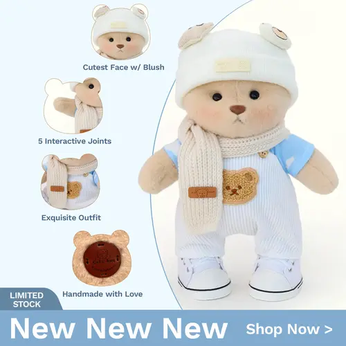 Getahug Cool Bear Manual Handmade Stuffed Bear Toy - Rotatable Hugging Joints, Soft Huggable, Polyester, Cuddly, Handwashable, Animals and Nature Themed, 30-Day Hassle-Free Returns and Exchanges, Ages 6+ Mother's Day Gift
