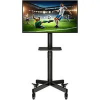 【DealsForYouDays】Forged Mobile TV Stand, Mobile TV Cart for 23 to 65 inch TVs, Height Adjustable Portable TV Stand with Wheels, with A Tray for Audio-Visual Devices, Rolling TV Stand with Mount for Bedroom, Living Room