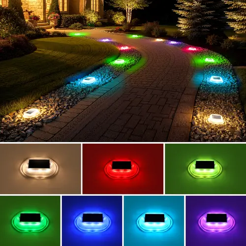 FabStyl Durable Aluminium Alloy Solar Driveway Light with Screws, 9 RGB Modes, Auto On/Off, 5-Ton Pressure, Waterproof, Automatically Charging, All Seasons Deck, Ground, Pathway Lighting
