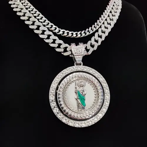 Hip Hop Style Chain Necklace & St. Jude Pendant Necklace, 2 Counts Fashion Jewelry for Men Women for Party, Daily Decor, Trendy All-match & Exquisite Jewelry for Birthday Gift,  Charm Necklace, Cuban Link Chain, Fashion Cool Accessories