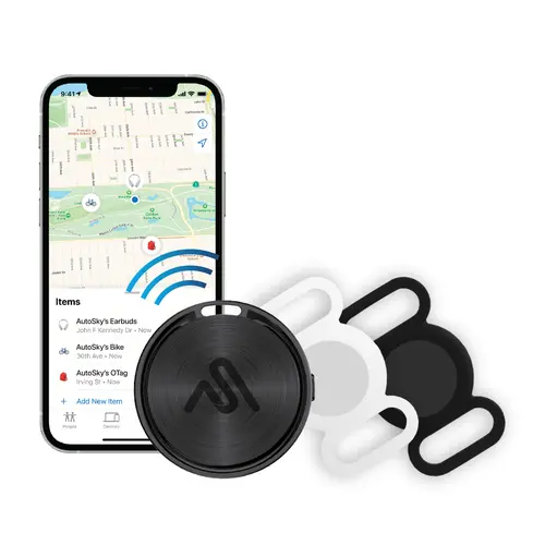 AutoSky Anti-Lost Wireless GPS Key Tracker Device - 3V Li-Ion Batteries, Long Battery Life, Network GPS, 2-Pack Holders, Manufacturer Warranty, Portable Locator with Alerts, Customizable Settings, Attach to Belongings