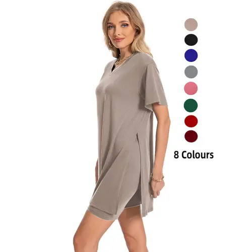 Womens 2 Piece Lounge SetsT-Shirts Topsas Biker Shorts Set Workout Reversible T racksuit S-3XL Womenswear Minimalist Shortsleeve Summer Two-Piece Set 2026  Casual Oversized Shirts Biker Shorts Matching Airport Travel Outfit Split Hem Lounge#springto