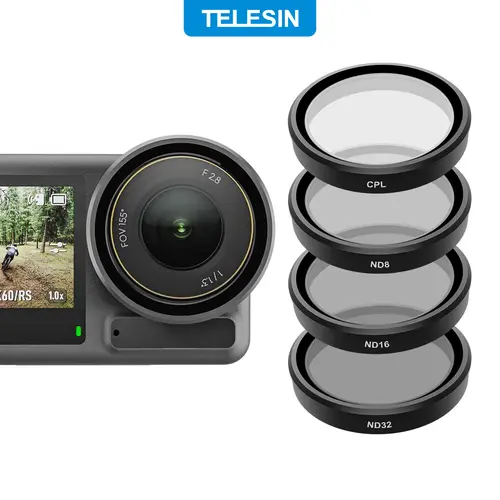 【Camera Not Included】TELESIN 4-Pack ND & CPL Lens Filters for DJI Osmo Action 5 Pro/4/3 Akaso– Polarizing & ND Filters for Motion Blur, Glare Reduction – Perfect for Cycling, Skiing, Snowboarding, Motorcycle, Road Trips, Beach, Hiking, Outdoor