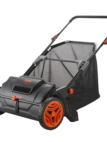 【DealsForYouDays】VEVOR Push Lawn Sweeper 21-Inch Leaf & Grass Collector with 3.5 cu. ft. Mesh Collection Hopper Bag 2 Spinning Brushes & Strong Rubber Wheels, Tools And Gadgets