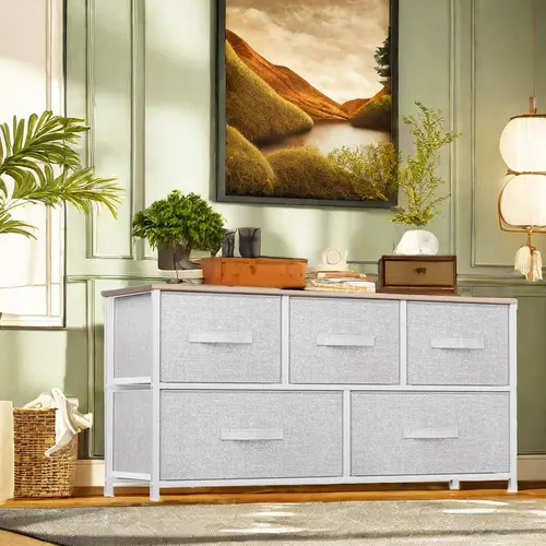 Yitahome Dresser for Bedroom with 5 Drawers, TV Stand Fabric Dresser, Organizer Unit Storage Tower for Bedroom,Living Room,Closets,Girls,Storage Shelf
