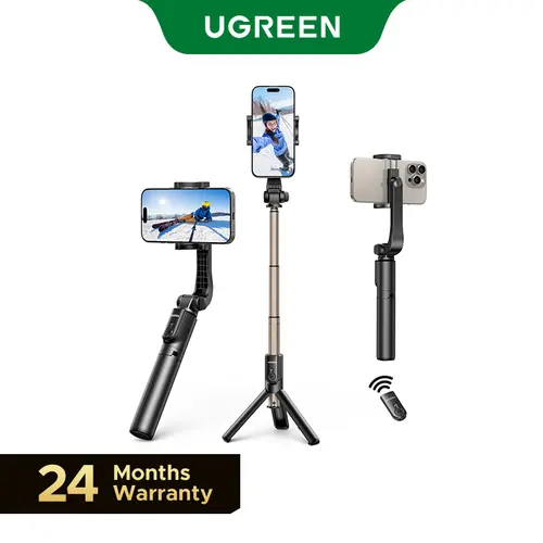 UGREEN Alloy Bluetooth Selfie Stick Tripod Stand - Bluetooth 5.1 Remote Control, 360° Rotatable, Compact Stylish, Retractable Smartphone Phone Accessory, Vlogging Equipment, 360° Stand Phone Holders & Mounts for iPhone iOS & Android