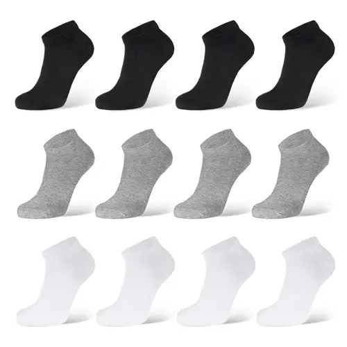 12 Pairs Low Cut Ankle Socks Unisex Thin Athletic Plain Comfort Cozy Sweat-absorbing Anti-Slip Comfy Women's Men's Value Pack Underwear Menswear