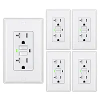 DEWENWILS  GFCI Outlet, Self-Test GFCI Receptacle with LED Indicator, Tamper Resistant, Weather Resistant, Wallplate Included, power plug, outlet extension,Socket, electrical outlet lead indicator, wall outlet White-HGFB20D