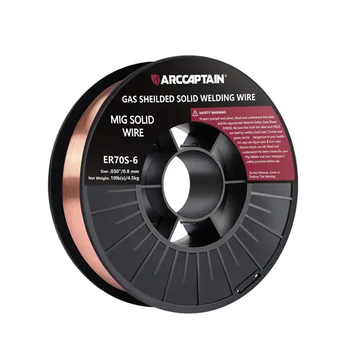 ARCCAPTAIN ER70S-6 Solid MIG Welding Wire, .030" 10LB (4.5kg) Single Spool, Smooth Wire Feeding, Stable Arc, Low Spatter, Clean Weld Beads for Mild Steel Fabrication, Gift for Men Dads Tool Upgrade, Low Splatter