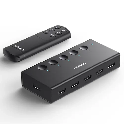 UGREEN 5 in 1 Out HDMI Switch - USB Powered 4K 60Hz Switcher Selector Box with Remote, Supports VRR, 1920x1080@240Hz, 2560x1440@120Hz, 3D, CEC, HDR, HDCP2.2, Compatible with PS5/4/3, Xbox, Nintendo Switch, Black (September Restock)