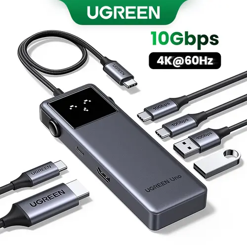 UGREEN Uno 6-in-1 Multi-Input Adapter - Type-C to 4K 60Hz HDMI, 10Gbps Speed Data + Video, Multiple USB Port, 100W PD, 85W USB-C Pass-Through Charging, Laptop Accessory for MacBook, Galaxy S23, Geek Gift, TikTokShopFallDealsForYou