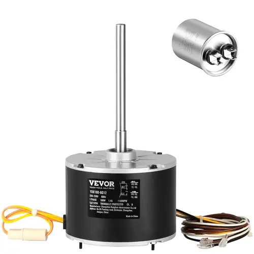 【toolupgrade】VEVOR Condenser Fan Motor 5KCP39EGS070S, 5KCP39EGY823S, 1/4 HP 208-230V, 1100RPM, OEM Standard Upgraded Replacement Condenser Motor Reversible Rotating, Explosion-proof CBB65 5μF/370V Capacitor