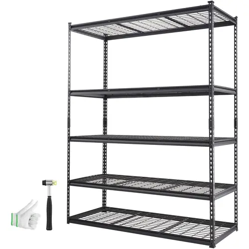 VEVOR 5-Tier Heavy Duty Wire Shelving Unit, 2000 lbs Capacity 36×16×72 in NSF Adjustable Steel Stand for Garage/Warehouse, Kitchen Pantry - Black Shelves for Storage & Garage Organization