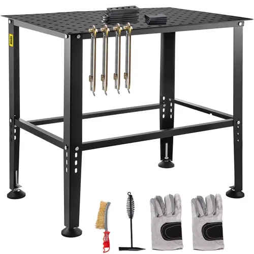 VEVOR Heavy Duty Carbon Steel Welding Table, 36" x 24" Metal Workbench with 0.12" Thickness, 600lb Load Capacity, Round Corner Treatment, Padded Legs for Auto Repair Projects