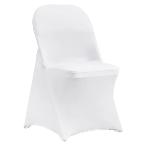VEVOR 30 Pcs Stretchy White Spandex Blend Chair Slipcovers, 4-Pocket Leg Hold Fitted Folding Covers, Washable Wrinkle-Resistant Removable Dining Room Chair Covers for Party Use