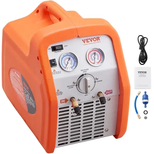 VEVOR 3/4 HP Refrigerant Recovery Tool - Corded Device with Moisture-Free Dry Recovery, 120V 60Hz Portable Compressor, 29.5 lbs, 4.85lb Unit, 558 PSI Auto Stop Guard, Filter Screen, Vapor+Liquid Pull for Servicing AC & HVAC Refrigeration