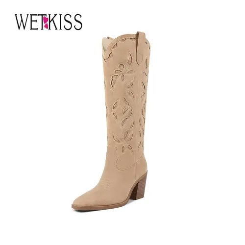 Wetkiss Knee High Cowboy Cowgirl Boots for Women, Western Boots with Pull On Tab, Chunky Heel Design, Unique and Stylish  ,Women's Shoes,Women's Boots  Footwear  #WeeklyDeals#TikTokShopDealsforYouDays#DealsForYouDays#SummerWins