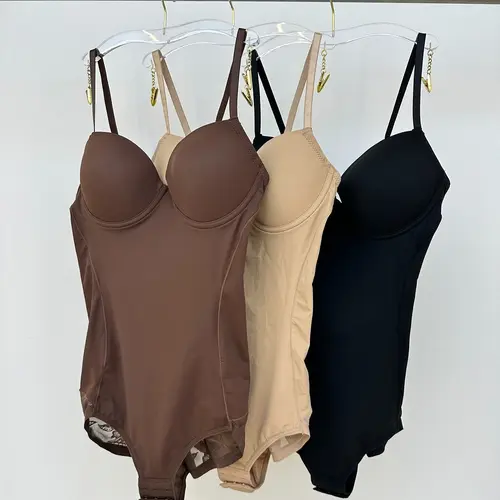 Women's Deep V Patchwork Ruched Slimming Bodysuit Set XS-Xxl, Casual All Season Underwear & Lingerie, Contrast Lace Design