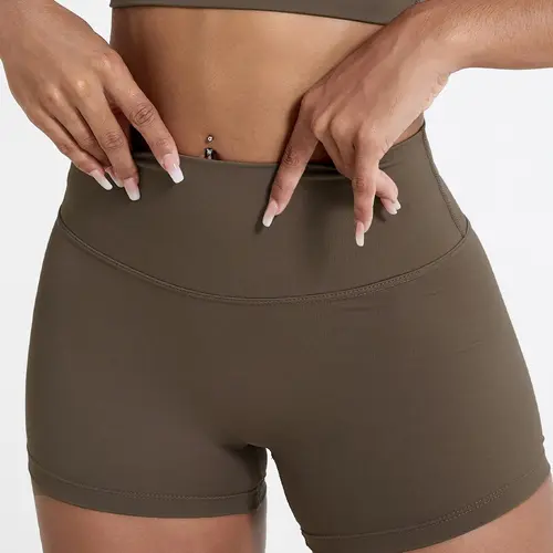 Women's High Waist Yoga Shorts, Stretchy Sporty Fitness Bottoms, Slim-Fit Plain Design, All Seasons Wear, Comfortable Gym Apparel
