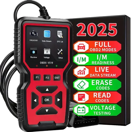 V519 Handheld Compact ABS Plastic Automotive OBD2 Scanner - 16-Pin Interface, Plug-and-Play Vehicle Tool for Beginners, 12V Cars Since 1996, All OBD2 Modes, Live Data Stream, Error Reading, Engine Diagnostics, Battery Voltage Testing