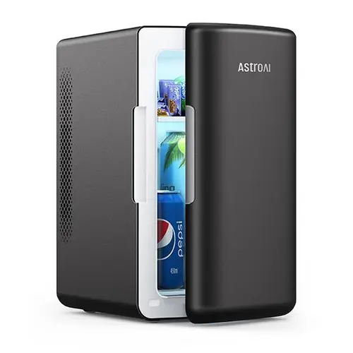 AstroAI Compact Portable Mini Fridge - 6L/8 Can Space, 355ml Can Compatible, ABS Material, Lightweight, 110V AC-12V DC Cables, Easy Handling, Anti-Slip Pads, Beverage Refrigerator for Home Users, Bedrooms