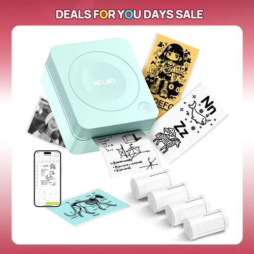 Nelko PM290 2-Inch Inkless Bluetooth Wireless Thermal Label Maker - High-Quality Printing Office Gadget, Kid-Friendly Design Wireless Sticker Printer, Works with Android & iOS Phones, Ideal Gift