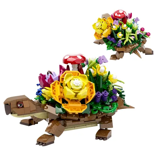 Tortoise Flower Pot Building Blocks Set (510 pcs) – Bring Creative DIY Garden Decor and Nature-Inspired Fun to Halloween, Ideal for Fans and Kids Who Enjoy Crafting and Play