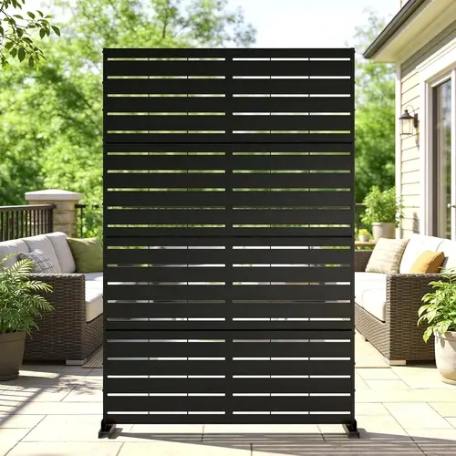 Lilypelle Metal Privacy Screen with Stand, 71" H X 45.7" W Outdoor Freestanding Privacy Screen & Panels, Outdoor Privacy Screen for Deck Patio Balcony summergarden familyfun