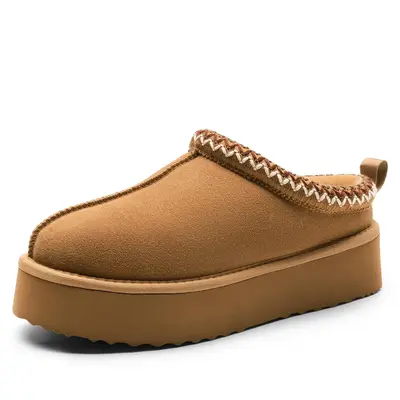 DREAM PAIRS Women's Fuzzy Warm Soft Slippers - Genuine Suede, Fluffy Faux-Fur, Thick Sole, Cold Weather Indoor-Outdoor Cushioned Platform Slip-On Footwear, Thick Sole Slippers