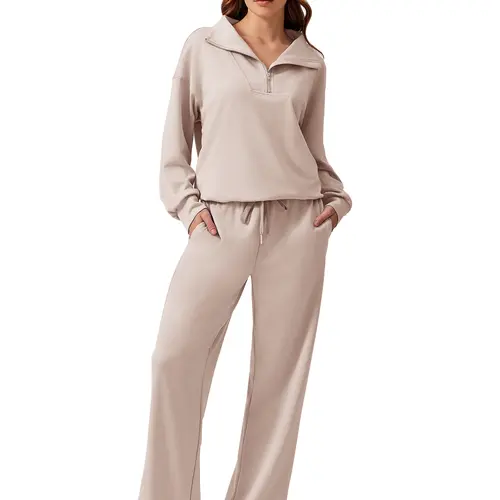 Pinspark Women's 2-Piece Thin Sports Gym Outfits - Long-Sleeved Half-Zip Cardigan Sweatshirt & Sports Pants, Runs Large, S Size Available, Stylish Everyday Wear, Running, Multiple Colors, Gifts for Women
