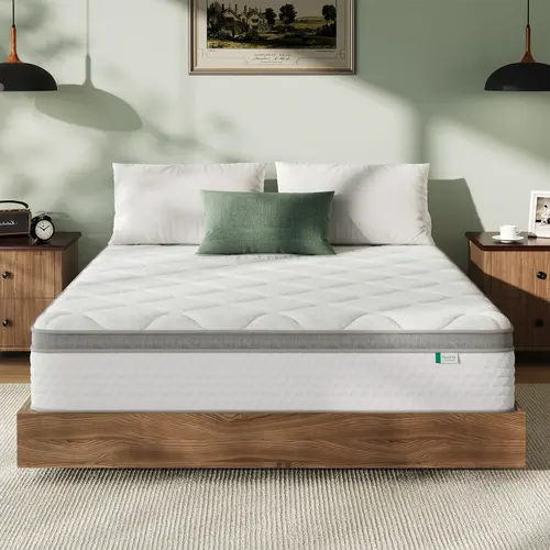 Hybrid Mattress Fiberglass-Free Full/Queen/King  -6/8/10/12/14 Inch-Perfect Balance of Softness & Firmness: High-Quality Mattress for All Sleepers & Body Alignment-Motion Isolation Mattress,tiktokshopstockup