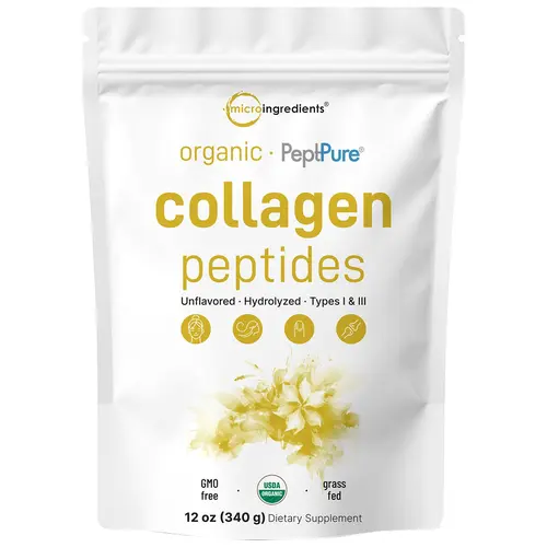 Micro Ingredients Organic Collagen Peptides Powder, 12oz Edible Supplement
