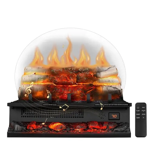 R.W.FLAME 20" Wide Rectangular Electric Table Fireplace Log Heater Insert (20" x 19" x 9.13") with Heat, Light, 3 Crackle Modes, 5 Flame Brightness Levels, 750W/1500W (200W+), US Plug, Remote Control, Timer, Overheating Protection for Home, Office Decor