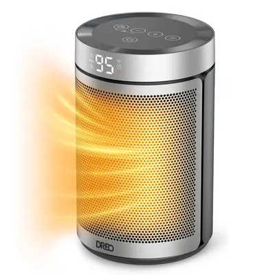 Dreo Space Heaters for Indoor, Portable Electric Heater for Home with Thermostat, 1-12H Timer, Eco Mode and Fan Mode, 1500W PTC Ceramic Fast Safety Energy Efficient Heater for Office Bedroom, Silver