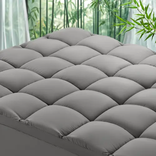 Shilucheng Bamboo Viscose Bedding Mattress Topper - Soft Mattress Pad, Extra Plush Cooling Breathable Quilted Supportive Bed Pad, Enhanced Support, Pressure Relief, Deep Pocket Fitted, Cloud-Like Comfort (Queen, California King)