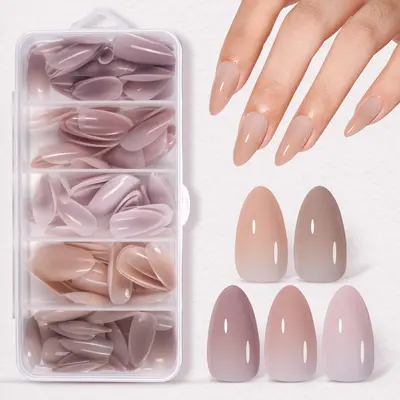 Aillsa RealFit Nude Tone Mixed Color Press-On Nails- 140pcs Nails Tips 5 Natural Colors 14 Sizes Pre Shaped gelx Tips Full Cover Fake Nails Extension for Easy DIY Nail Art Nail Care Manicure Beginner Friendly DealsForYouDays