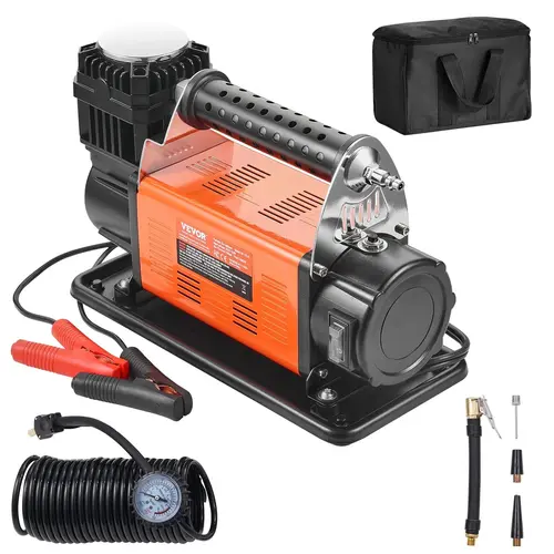 【toolupgrade】VEVOR Heavy Duty Portable 12V Vehicle Tire Inflator Tool - 7.06 CFM with 26ft Hose & 6.5ft Power Cord, 150 PSI Max, Rapid Inflate Car Accessory with Overheat Protection, Tool Bag, Ideal for Cars, Road Trips, Father's Day Gifts