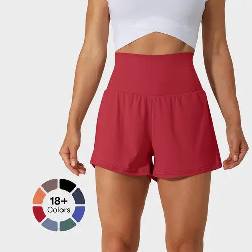 Halara Super High Waisted Back Pocket & Side Hidden Pocket 2-in-1 Yoga Shorts 3"