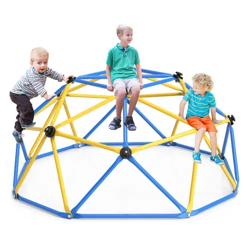 Bearbro 6FT/10FT Dome Climber, Jungle Gym for Kids 3-5 Year Outdoor Play Center, Supporting 600 lbs Rugged and Interesting Climbing Dome, Yellow and Blue