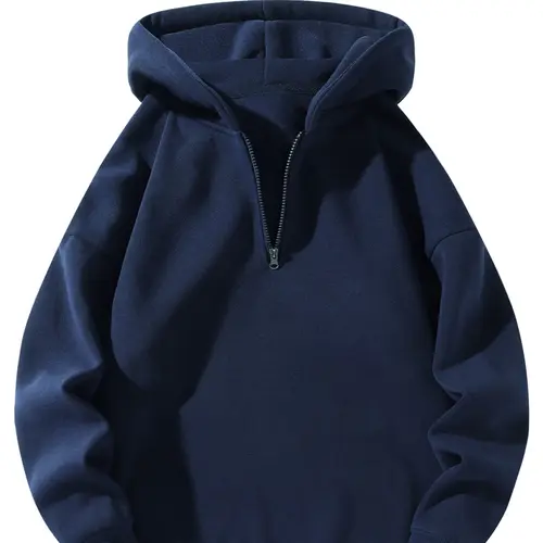 Men's Regular-Fit Solid Color Zip-Up Hoodie, Casual Long Sleeve Hooded Sweatshirt for Fall, Men's Top for Daily Wear, Menswear, Perfect Hoodie