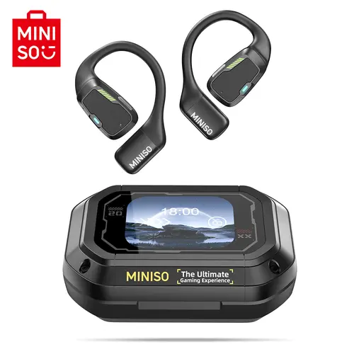 MINISO M98 Open-Ear Bluetooth 5.4 Electronic Wireless Headphones - 40H Playtime, 20kHz Crystal Highs, Titanium Domes, Touchscreen, Full Color Display, Built-In Mic, Waterproof, Fast Charging, Tools and Gadgets for Adults